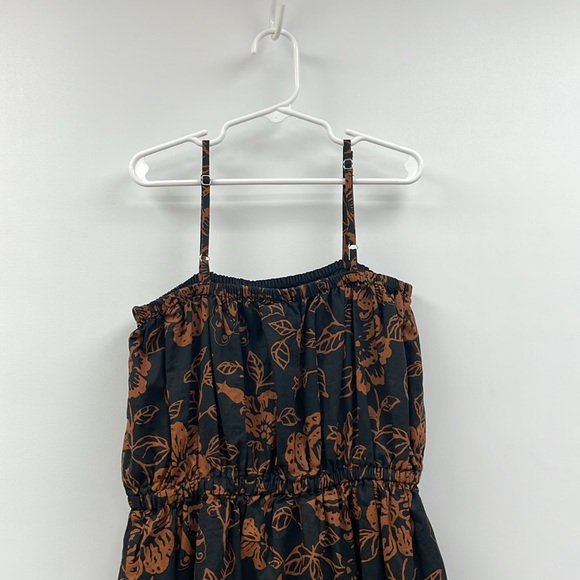 Janie & Jack Tropical Tiered Spaghetti Strap Sundress Boho Brown Black - Picture 6 of 8